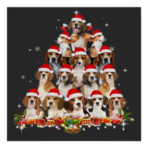 Süße Beagles Weihnachtsbaum Hund Santa Xmas Tee Lu Poster