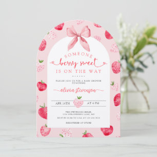 Süße Beeren Baby Shower Erdbeeren Rosa Einladung