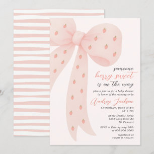Süße Beeren-Mädchen-Rosa-Coquette-Schleife Baby Sh Einladung