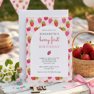 Süße Beeren zum ersten Geburtstag niedlich Einladung