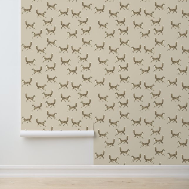 Süße Beige Fuchs Muster Tapete (Anwendung)