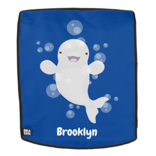 Süße Beluga-Wal-Blasen-Cartoon-Illustration Rucksack