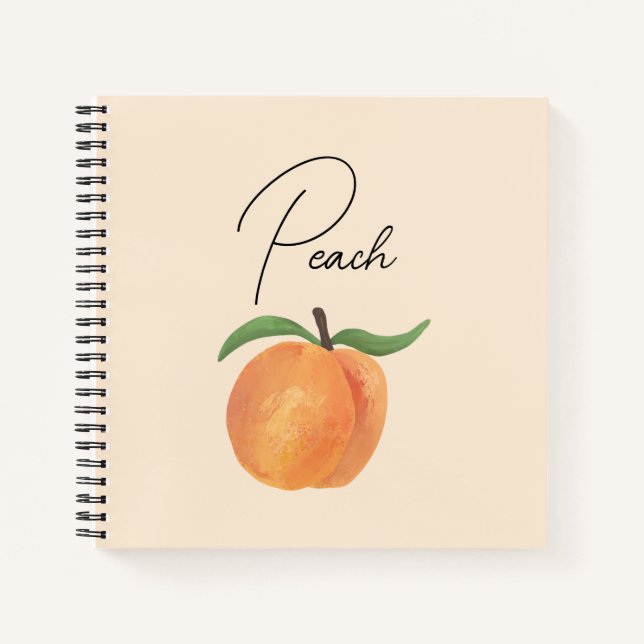 Süße bemalte Pfirsich-Frucht-Illustration Notizbuch (Vorderseite)