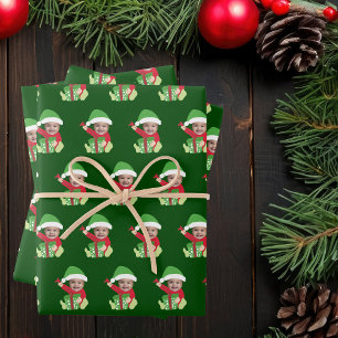 Süße benutzerdefinierte Baby-Gesichts-Foto-Elf-Wei Geschenkpapier Set