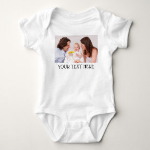 Süße benutzerdefinierte Foto- und Namens-Text Weiß Baby Strampler