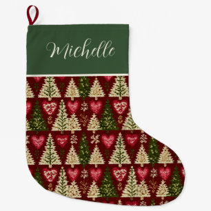 Süße benutzerdefinierte gestrickte Weihnachtsbäume Großer Weihnachtsstrumpf