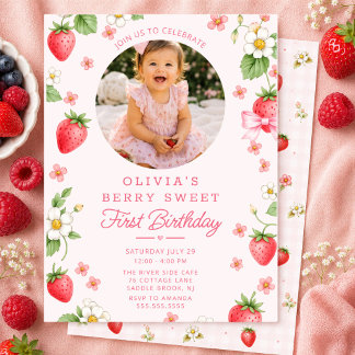 Süße Berry-Einladung zum ersten Geburtstag Einladung