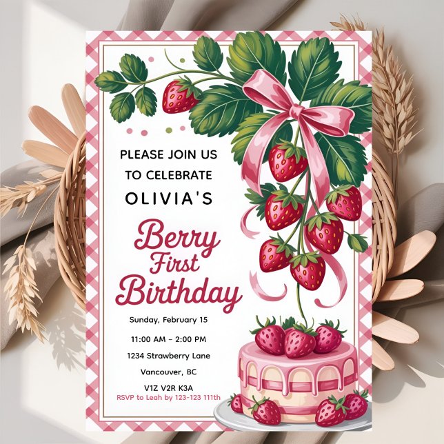 Süße Berry-Erstgeburtstagsfeier Einladung (Von Creator hochgeladen)