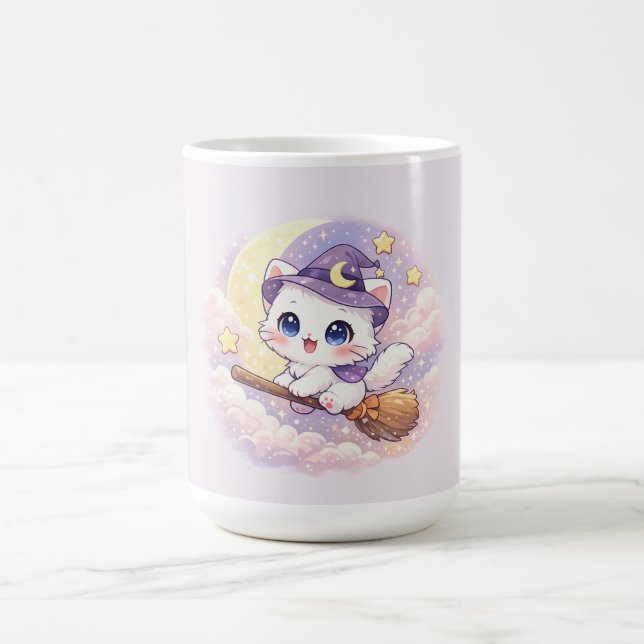 Süße Besenhexen-Kitty Kaffeetasse (Mittel)