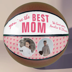 Süße beste Mama rosa Herz 2 Foto Collage Basketball