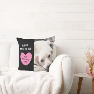 Süße beste Mami jemals Welpe Hund Rosa Herz 1 Foto Kissen