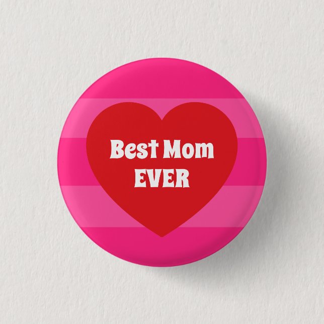 Süße beste Mutter aller Zeiten Rotes Herz und rosa Button (Vorderseite)