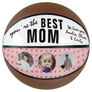 Süße beste Mutter rosa Herz 3 Fotocollage Basketball