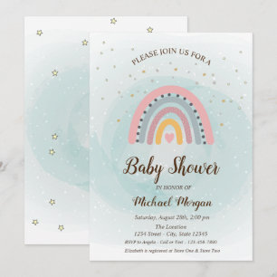 Süße bezaubernde Regenbogen Sterne Baby Shower Einladung
