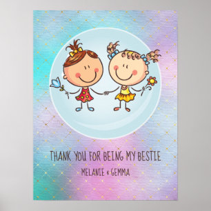 Süße BFF-Beste-Freundinnen-Kawaii-Geschenke für Mä Poster