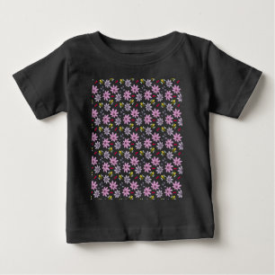 Süße Biene Blumenmuster Cottagecore-Ästhetik Rosa Baby T-shirt