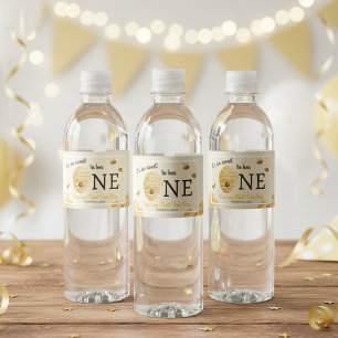 Süße Biene Eins Erster Geburtstag Wasserfarbe Bien Wasserflaschenetikett