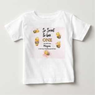 Süße Biene Eins Rosa Schwarze Erstes Geburtstagsfe Baby T-shirt