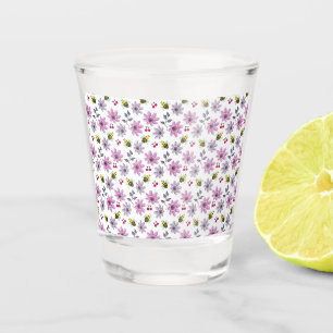 Süße Biene Florales Muster Cottagecore-Ästhetik Ro Schnapsglas
