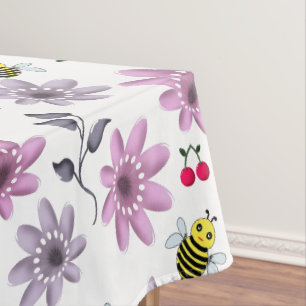 Süße Biene Florales Muster Cottagecore Ästhetik Ro Tischdecke