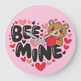 Süße Biene Mein Teddy Bär Valentinstag Große Wanduhr