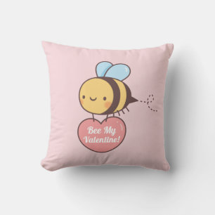 Süße Biene Mein-Valentins-Doodle Rosa Kissen