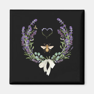 Süße Biene Schleife Lavendel Blume Herz Botanisch Magnet
