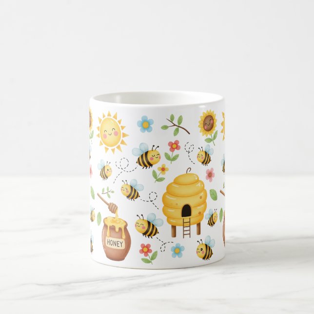 Süße Biene und Bienenstock Kaffeetasse (Mittel)