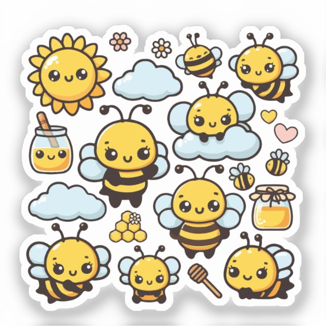 Süße Bienen  Aufkleber (Vorderseite)