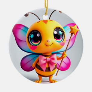 Süße Bienen-Fee Cartoon-Charakter Soft Pastell Gla Keramik Ornament