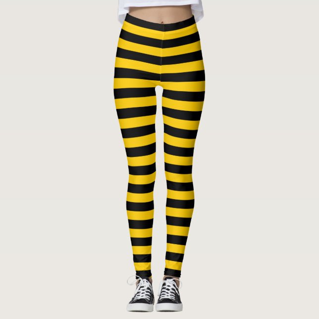 Süße Bienen-gelbes und schwarzes gestreiftes Leggings (Vorderseite)