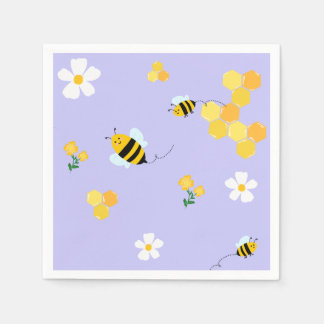 Süße Bienen & Honigwaben-Gartenmuster Serviette