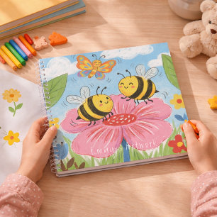 Süße Bienen und Schmetterlings-Kinder-Skizzenbuch Notizbuch