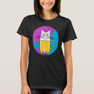 Süße Bierkatze Teil Katze und Teil Bierglas T-Shirt
