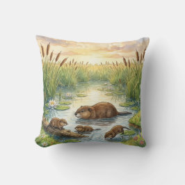 Süße Bisamratte und Fluss- und Seetiere  Kissen