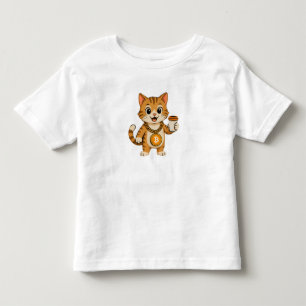 Süße Bitcoin-Katze Kätzchen Kryptowährung Goldkett Kleinkind T-shirt
