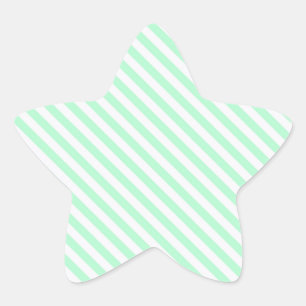 Süße blassgrüne und weiße diagonale Streifen Stern-Aufkleber
