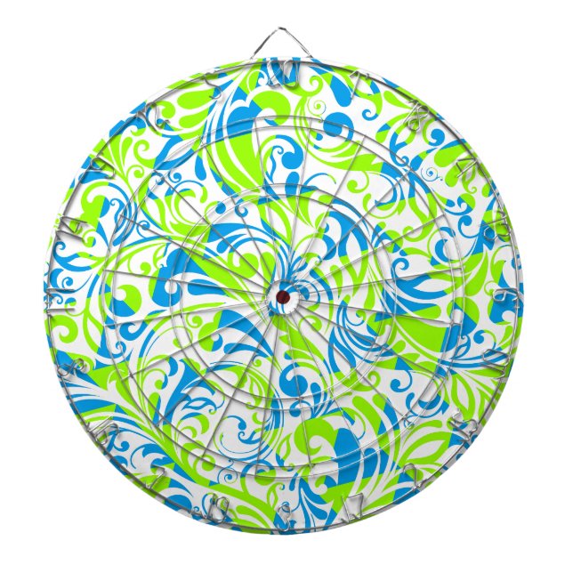 Süße blau-grüne gemischte Blumenmuster Dartscheibe (vorne)