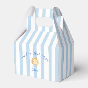 Süße blau-weiße Streifen Happy Birthday Geschenkschachtel