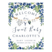 Süße Blaubeer-Baby-Shower-Junge-Willkommensposter
