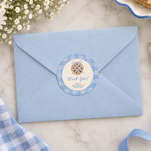 Süße Blaubeer-Gingham-Baby-Party Runder Aufkleber