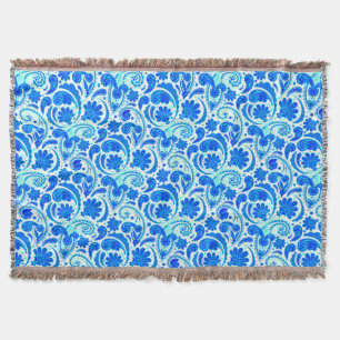 Süße blaue Aquamarin-Paisleymuster Decke