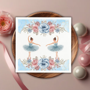 Süße blaue Aquarell-Blumen-Balletttanz-Baby-Party Serviette