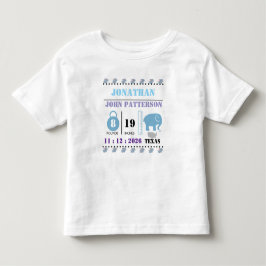 Süße blaue Baby-Elefanten-Geburtsanzeige Kleinkind T-shirt