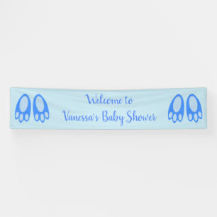 Süße blaue Baby-Jungen-Hasenfüße Ostern Baby Showe Banner