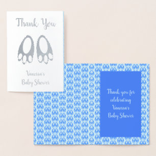 Süße blaue Baby-Jungen-Hasenfüße Ostern Baby Showe Folienkarte
