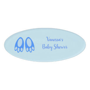 Süße blaue Baby-Jungen-Hasenfüße Ostern Baby Showe Namenschild