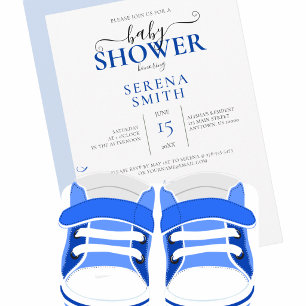 Süße Blaue Babyschuhe BABY SHOWER Einladung