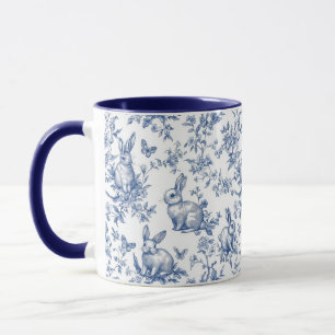 Süße Blaue Bunny Kaninchen Französische Toile Tasse