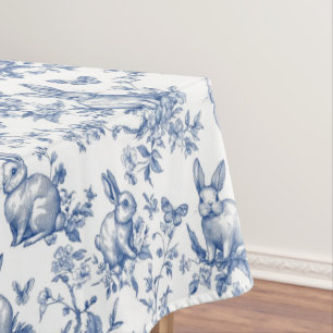 Süße Blaue Bunny Kaninchen Französische Toile Tischdecke